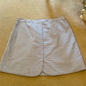 Blue and white striped skirt with pockets